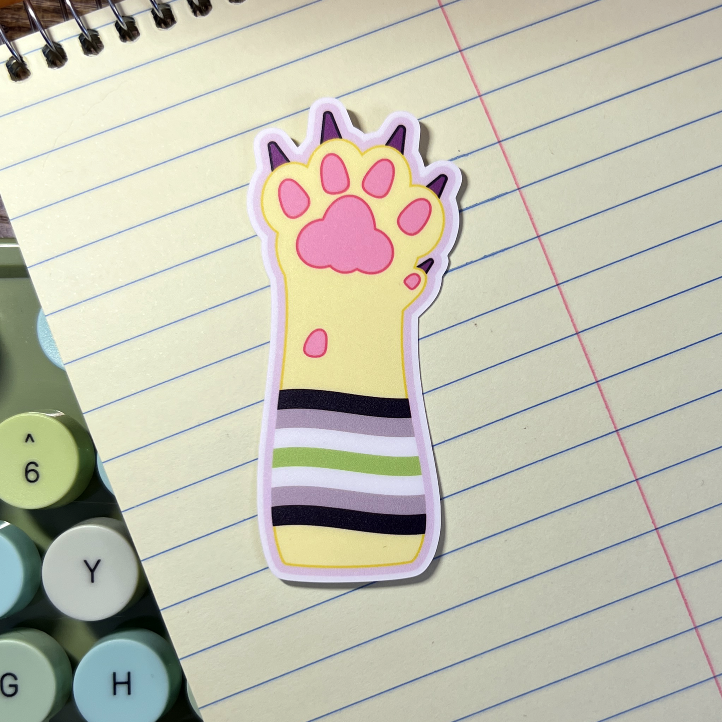 Agender Pride Cat Paw Vinyl Sticker