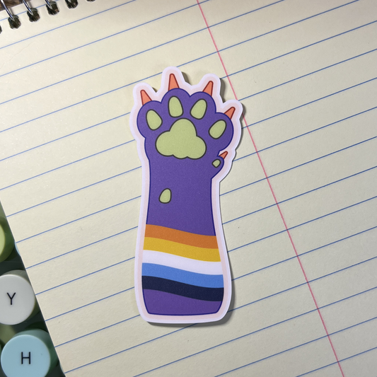 Aromantic-Asexual Pride Cat Paw Vinyl Sticker