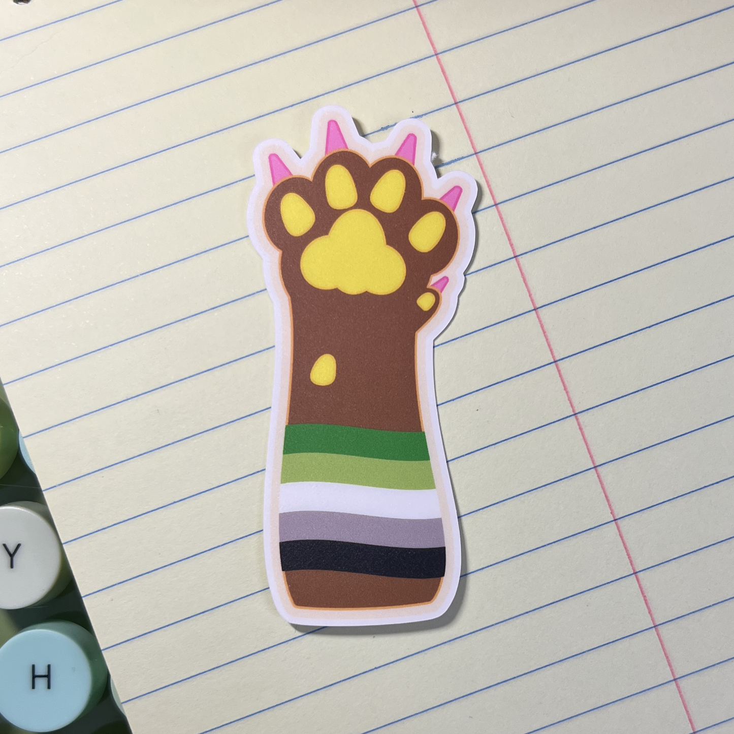 Aromantic Pride Cat Paw Vinyl Sticker