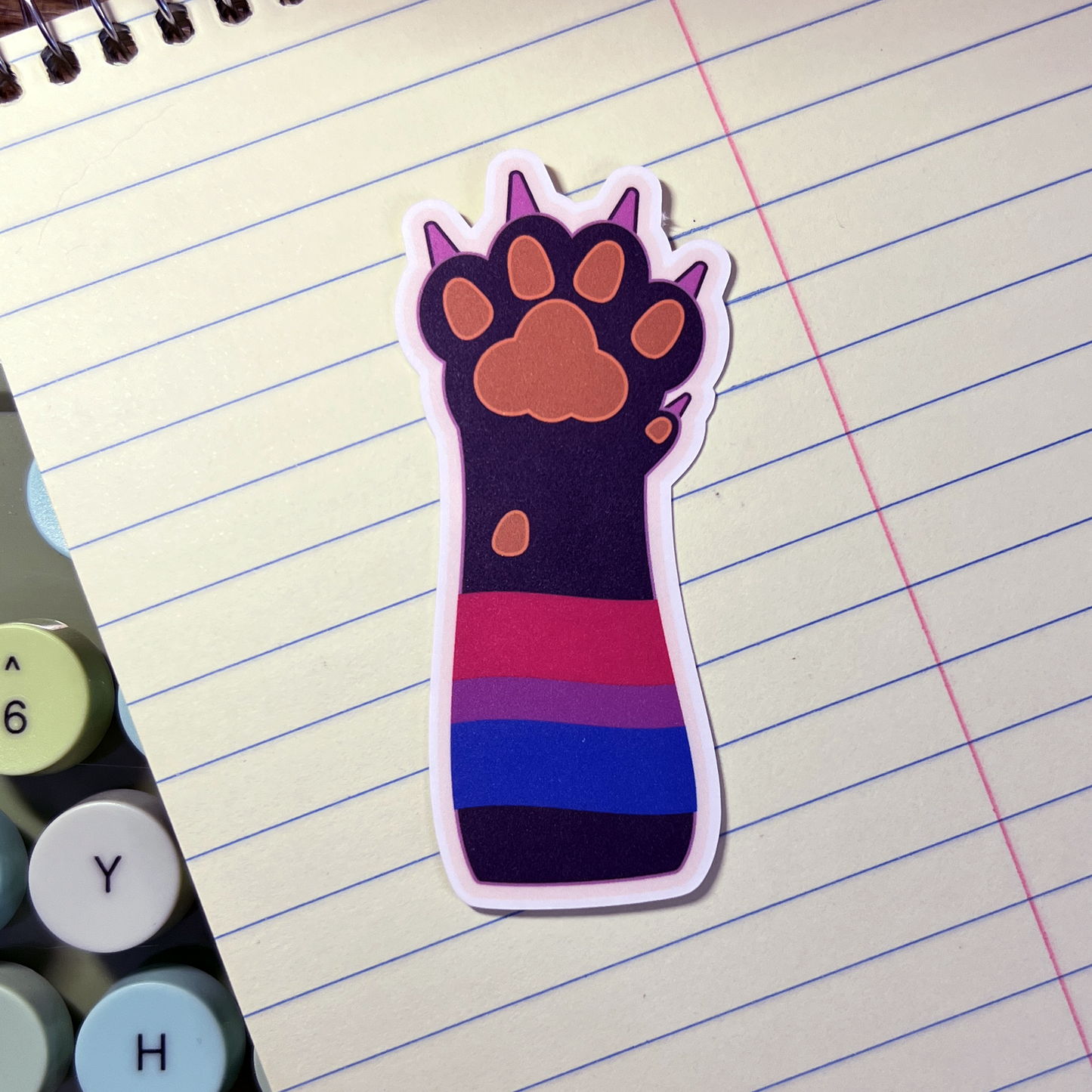 Bisexual Pride Cat Paw Vinyl Sticker