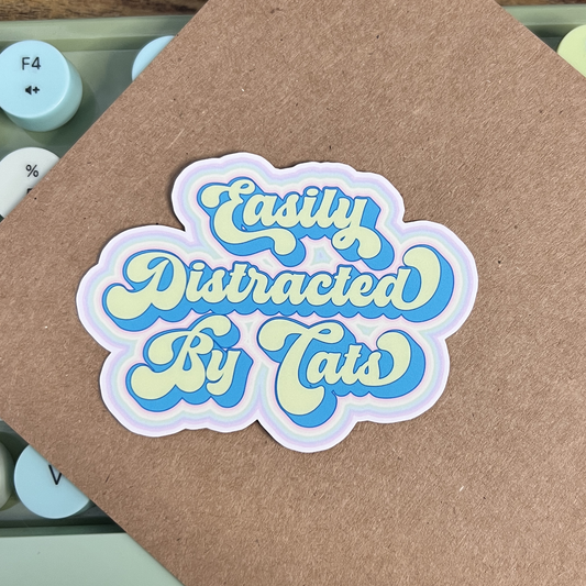 Easily Distracted By Cats Vinyl Sticker