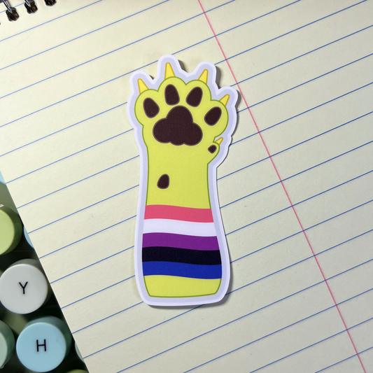 Gender Fluid Pride Cat Paw Vinyl Sticker