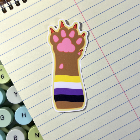 Non Binary Pride Cat Paw Vinyl Sticker