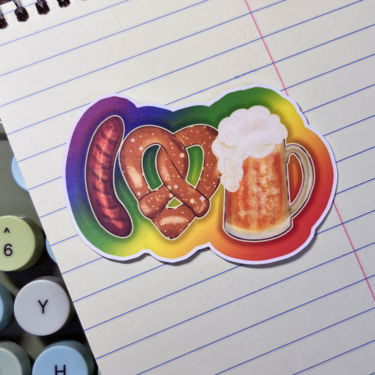 I Love Sausage, Pretzels and Beer Vinyl Sticker