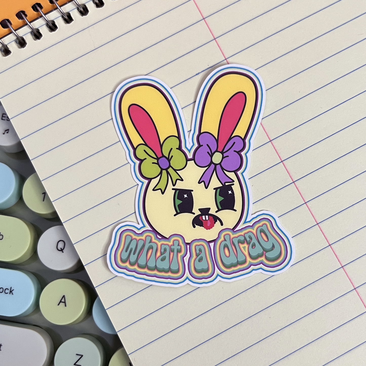 What A Drag Bunny Vinyl Sticker